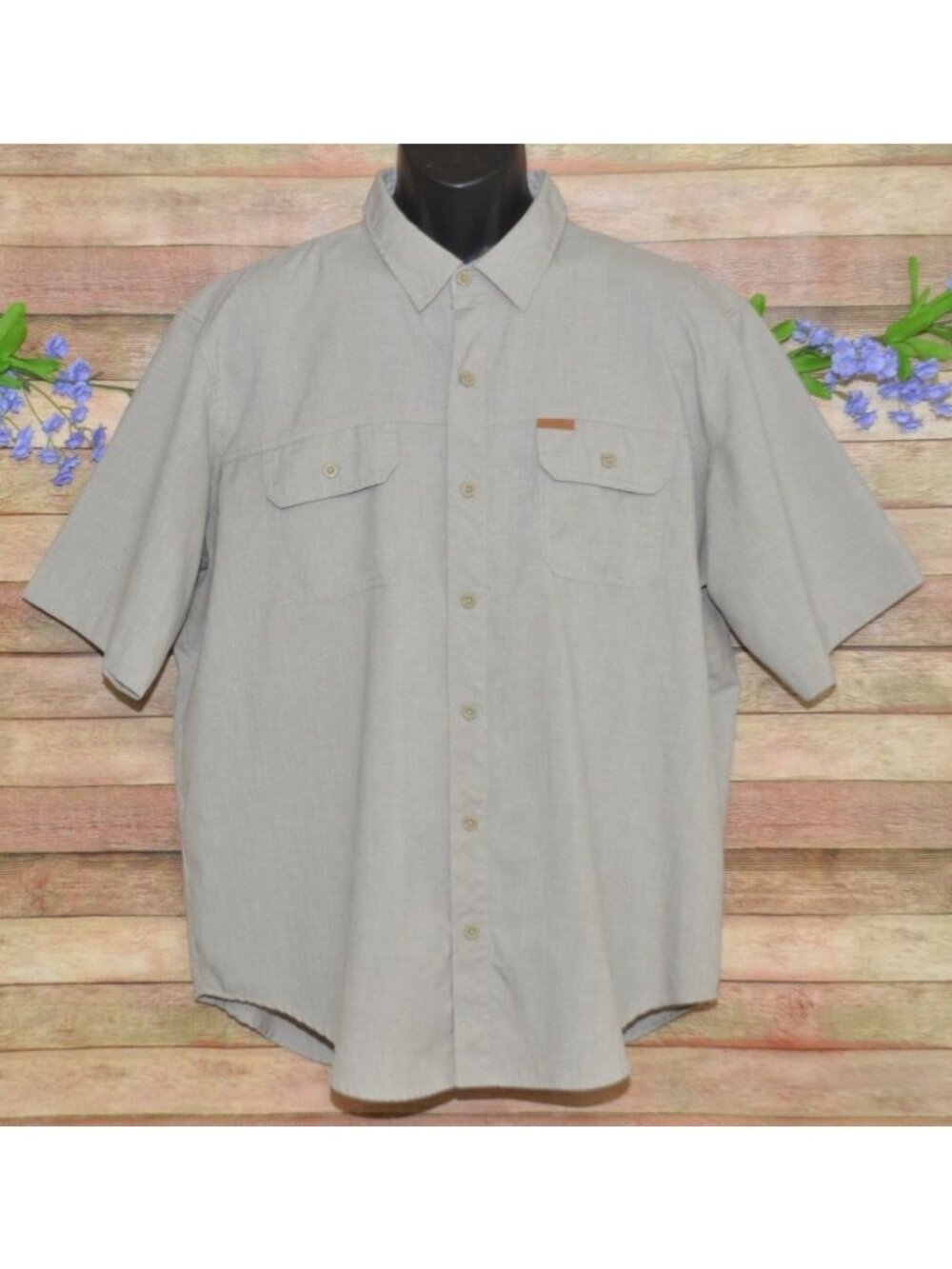 Orvis Mens XXL Brown Short Sleeve Button-Down Shirt Performance Classic Outdoors